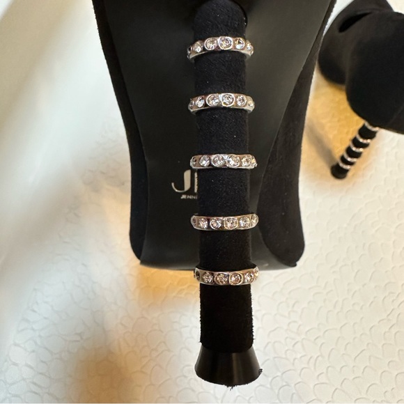 JLo Parlow 2 Jeweled Black Pump Heels 8.5 - Picture 8 of 13